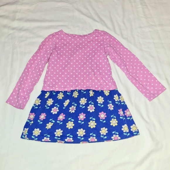 5/$20 Girl's polkadot and flower dress Sz 5T - Picture 1 of 4